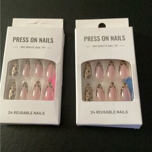 Press On Nails - Pink and Leopard Print